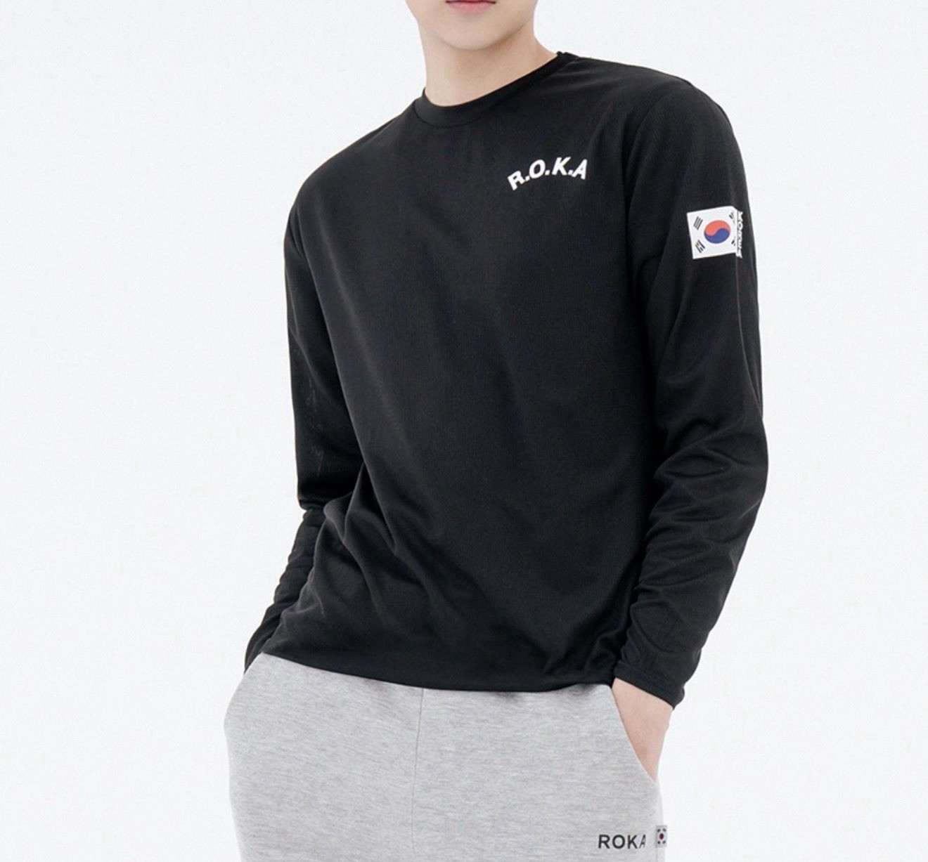 ROKA Korea Army Long Sleeve T Shirt Military Training Casual Gym Wear