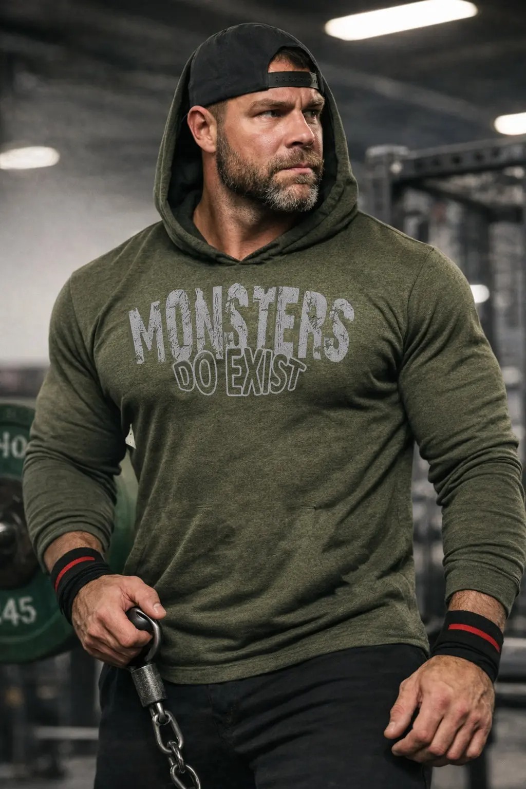 Iron Gods Monsters Do Exist Muscle Hoodie Gym Weightlifting Pullover Workout