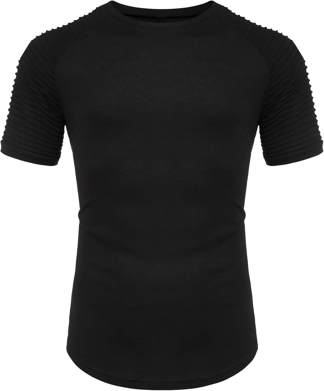 Men’S Muscle T-Shirt Pleated Raglan Sleeve Bodybuilding Gym Tee Short Sleeve Fas