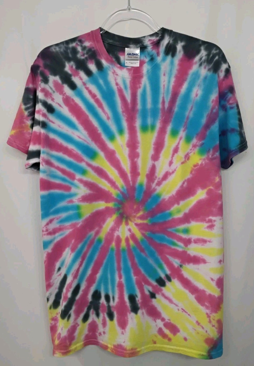 New Tie Dye Men’s T-Shirt Pink Yellow Adult Medium Multicolor Summer Spiral