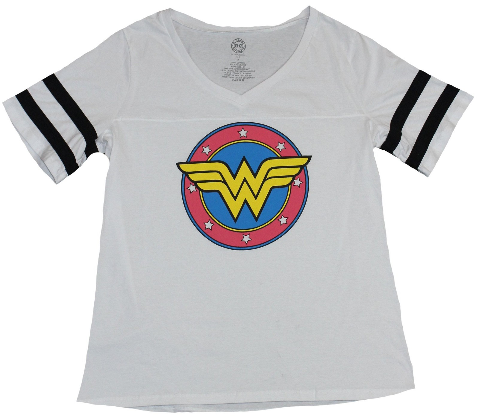 Wonder Woman WoAdult New T-Shirt – Circle WW Yellow in Red Blue Circle