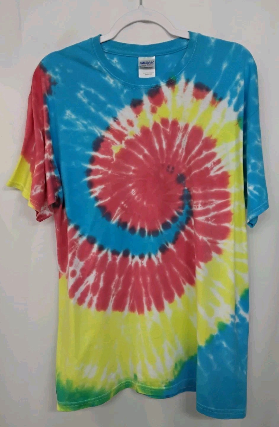 New Tie Dye Men’s T-Shirt Blue Red Adult Large Multicolor Summer Swirl Spiral