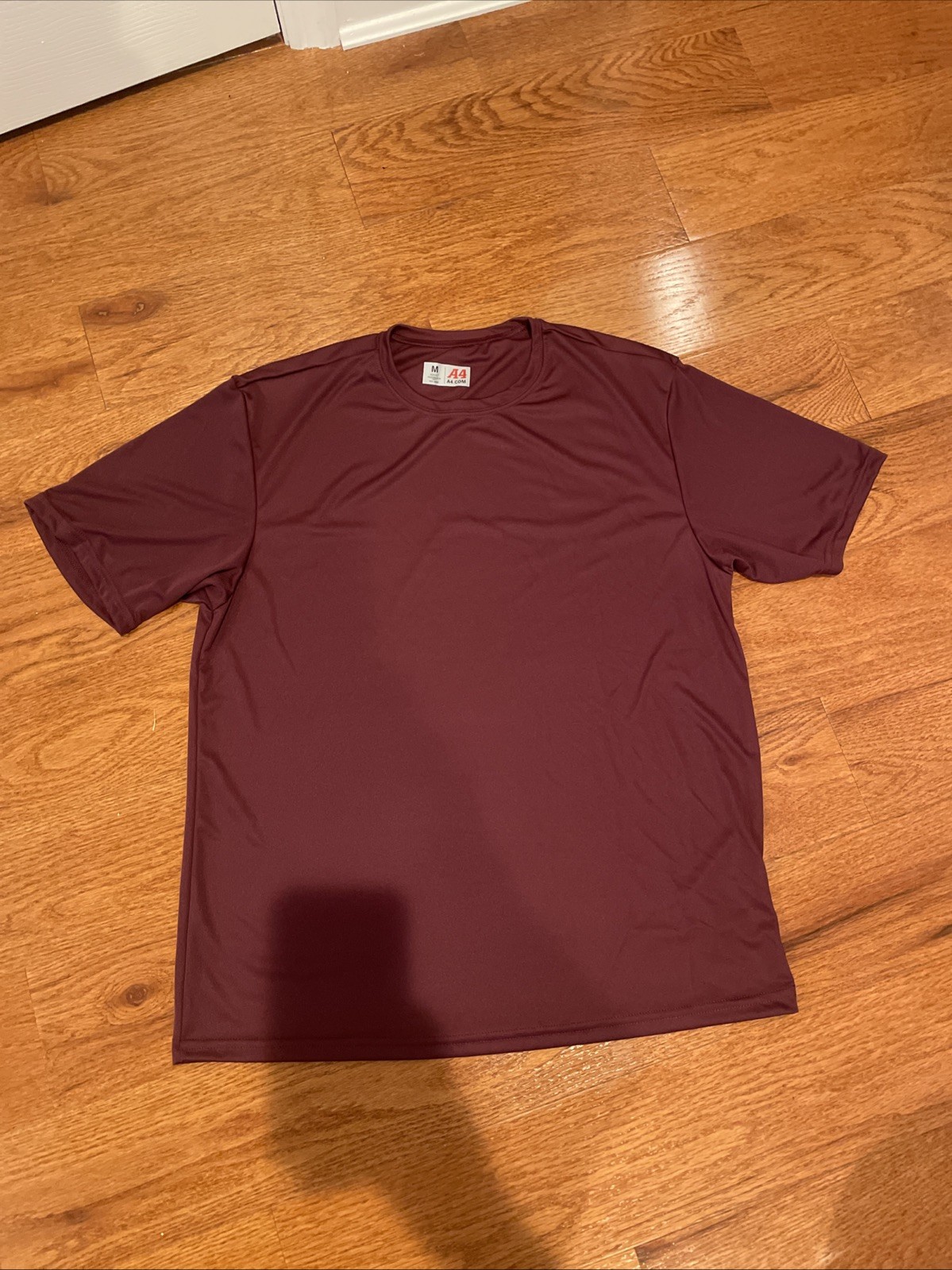 A4 Mens Dri-Fit Workout Running Cooling Performance Crew T-Shirt Marooon Sz M