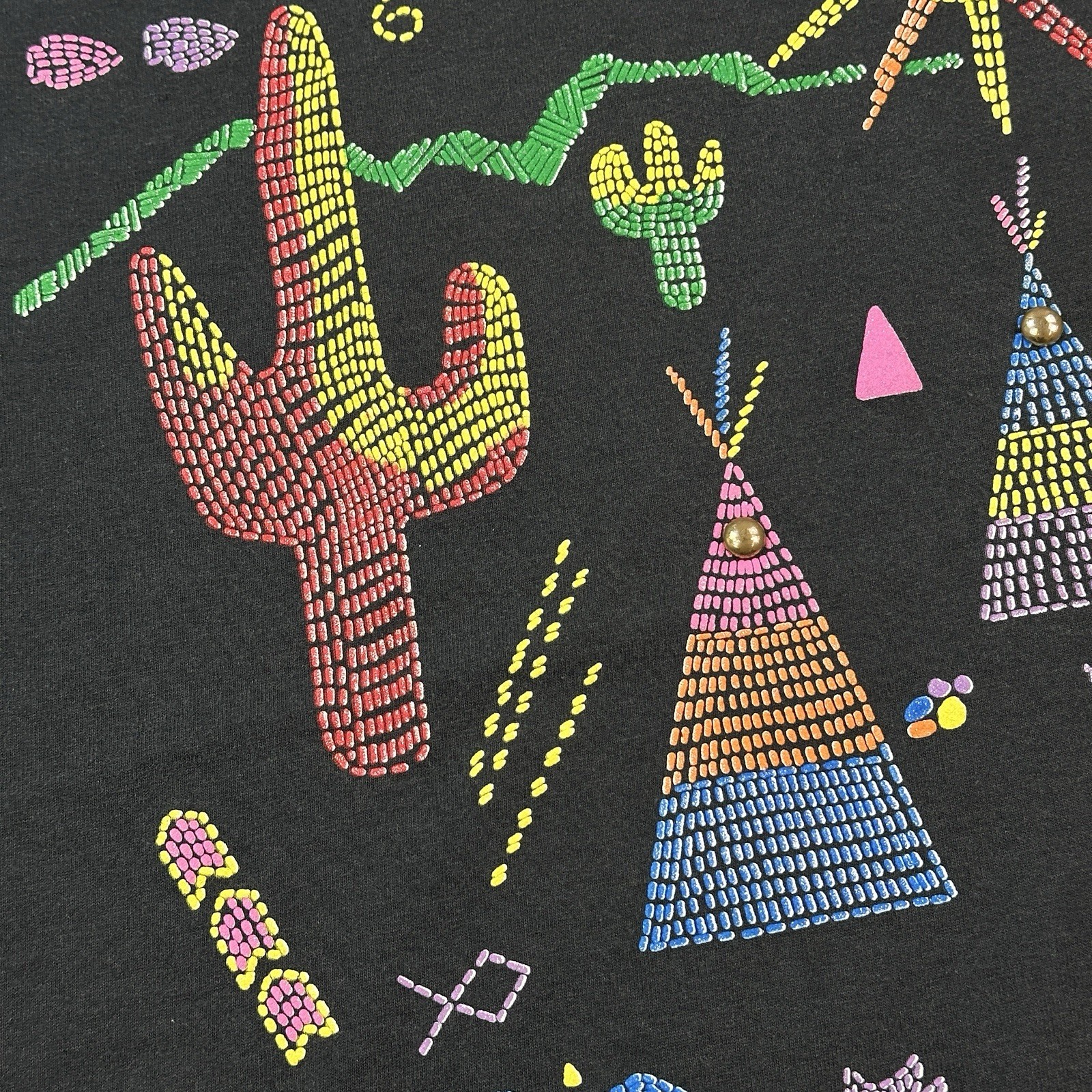 Vintage PGB Gepetto Shirt Mens 2XL Black Southwestern Beaded Gem Studded Art Tee