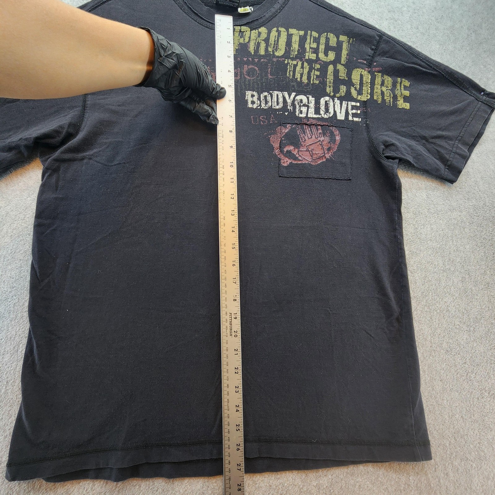Body Glove Shirt Mens Large Black Distressed Graphic Protect The Core Surf Tee