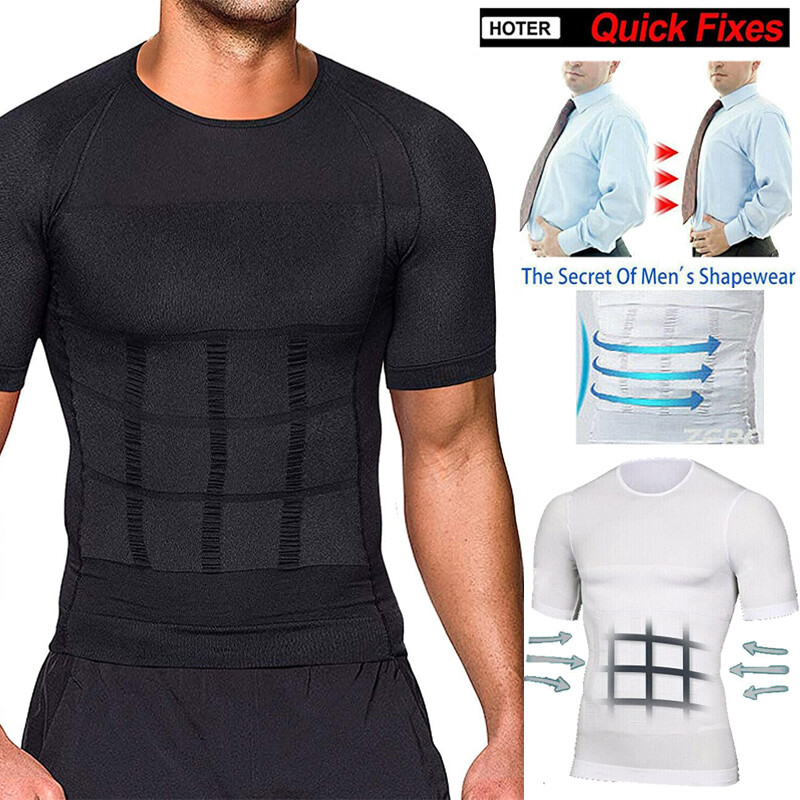 Men Slimming Body Shaper Posture Corrector Vest Tummy Compression T-Shirt Tops