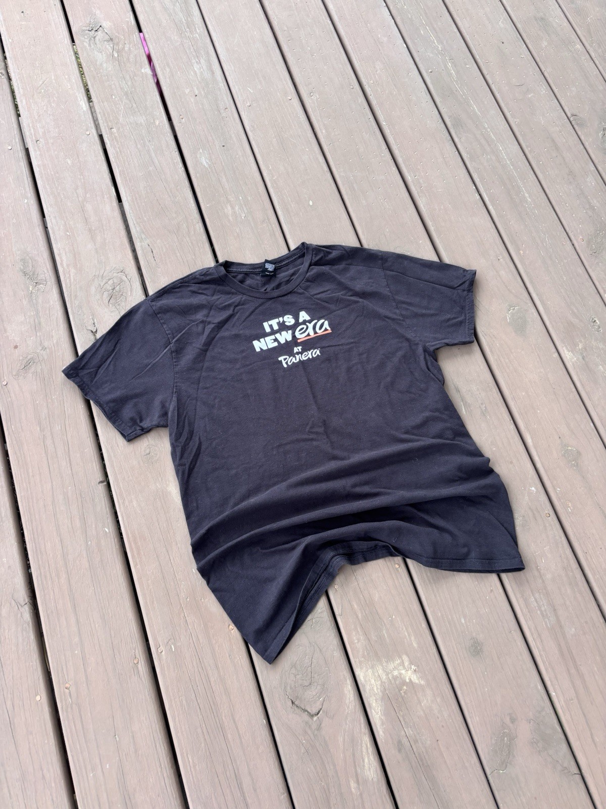 Panera Bread Promotional T-Shirt Charcoal Grey Hanes Perfect-T Tastiest Era Yet
