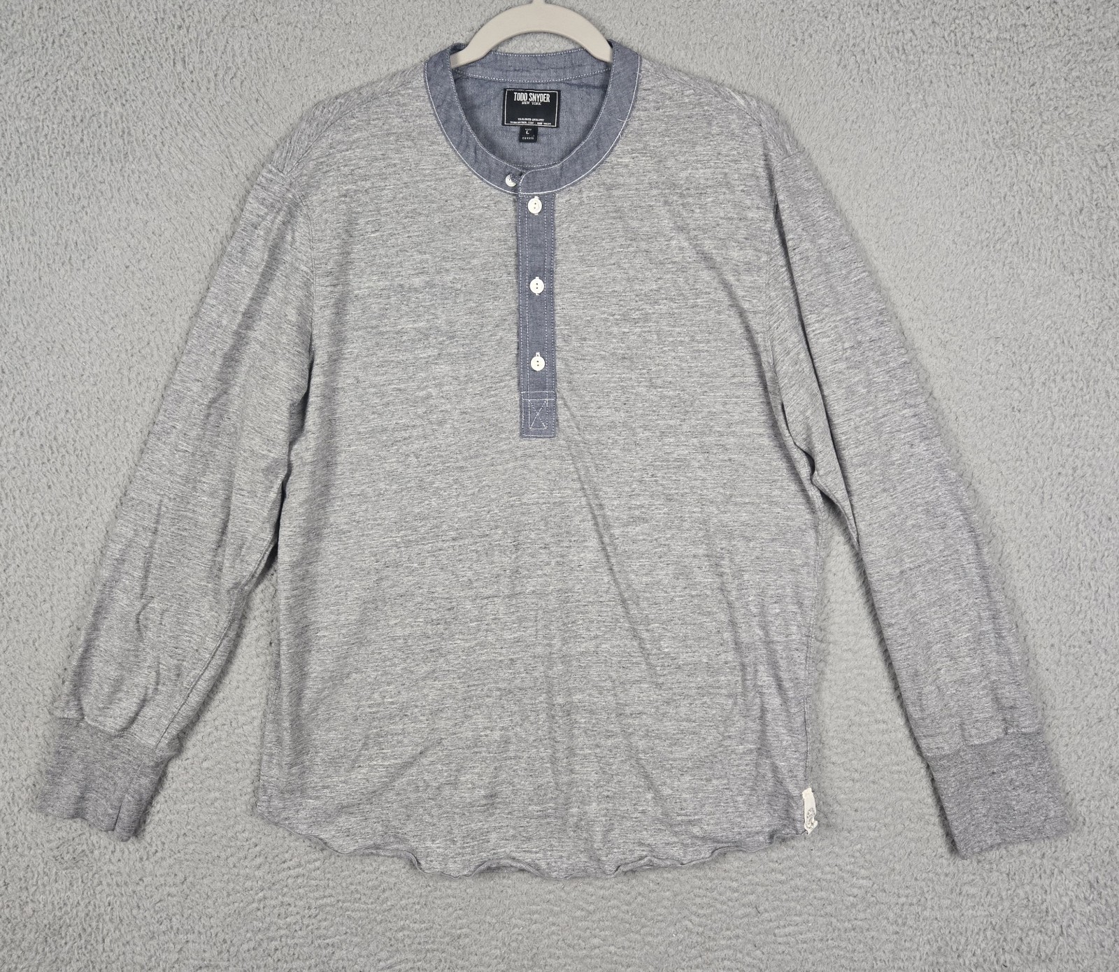 Todd Snyder Chambray Loop Collar Henley T-Shirt Heather Gray Men’s Size Large
