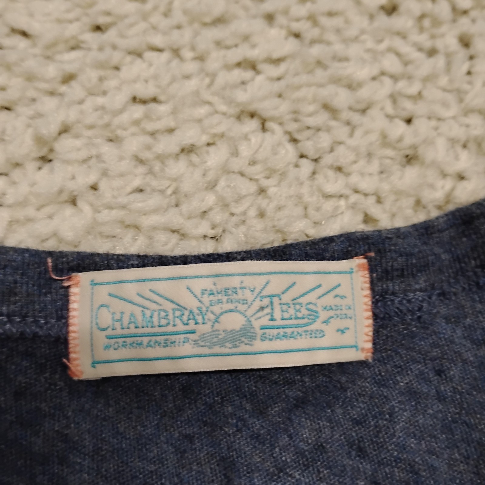 Faherty T Shirt Mens XL Blue Crew Chambray Tees Modal Casual Beach Designer Logo