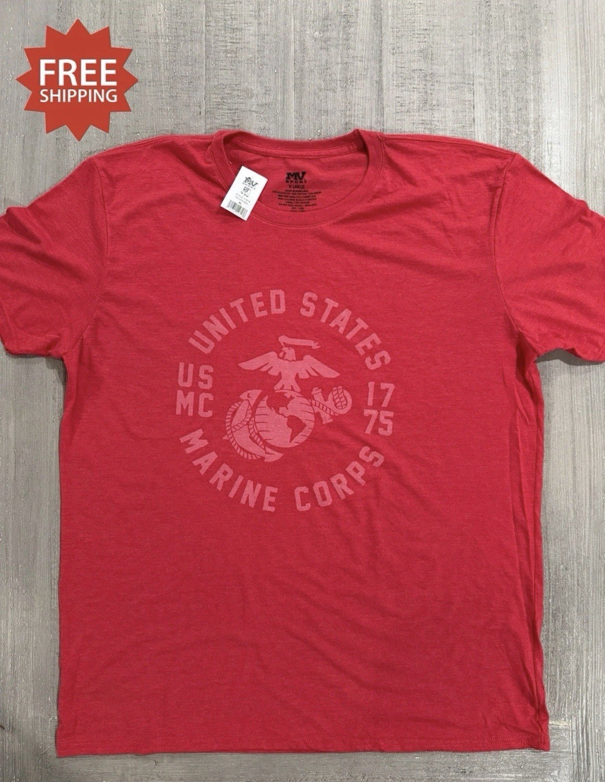 USMC “United States Marines 1775” Red T-Shirt – Size XL – by MV Sport – NWT!