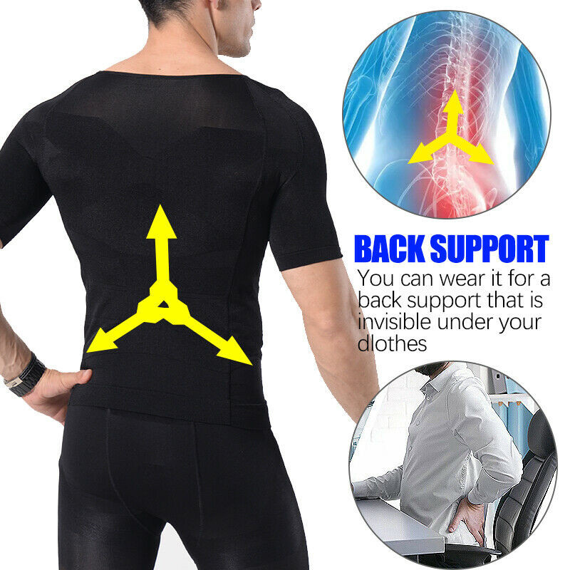 Men Crewneck Pullover T-Shirt Compression Shaper Tummy Control Slimming Tank Top