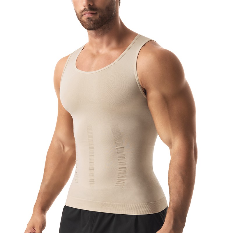 Men Slimming Body Shaper Compression Shirt Tummy Control Vest Fitness Tank Tops
