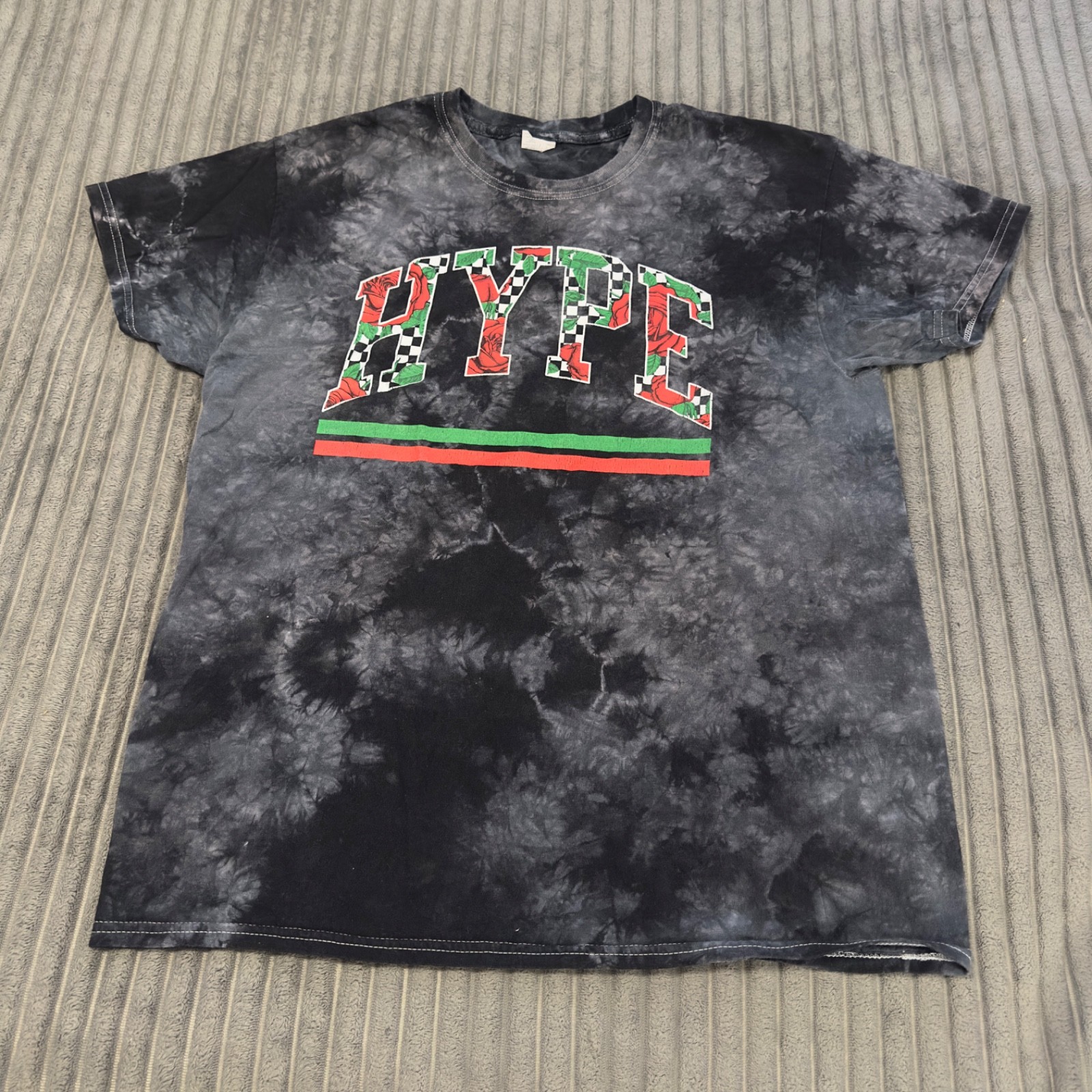 Hype T-Shirt Mens XL Black Tie Dye Graphic Street Wear Short Sleeve Skate Grunge