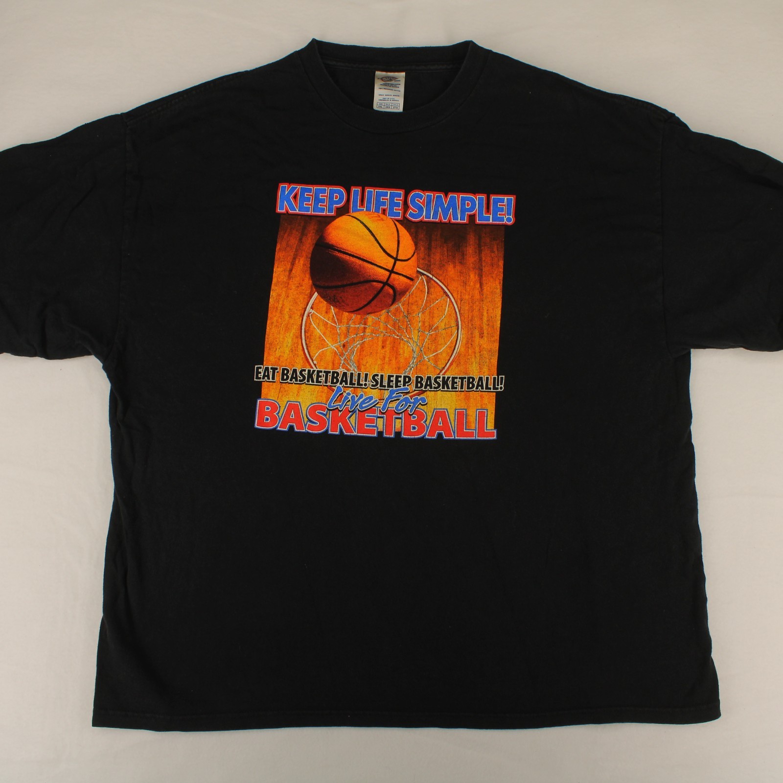 EAT SLEEP BASKETBALL Vtg Delta Pro Black Graphic T-SHIRT Men’s 2XL