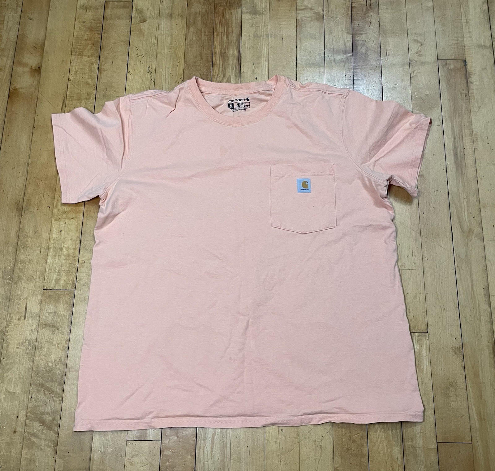 Carhartt Women’s XL Pink & Black Solid Crew Neck Pocket T-Shirts Lot of 2
