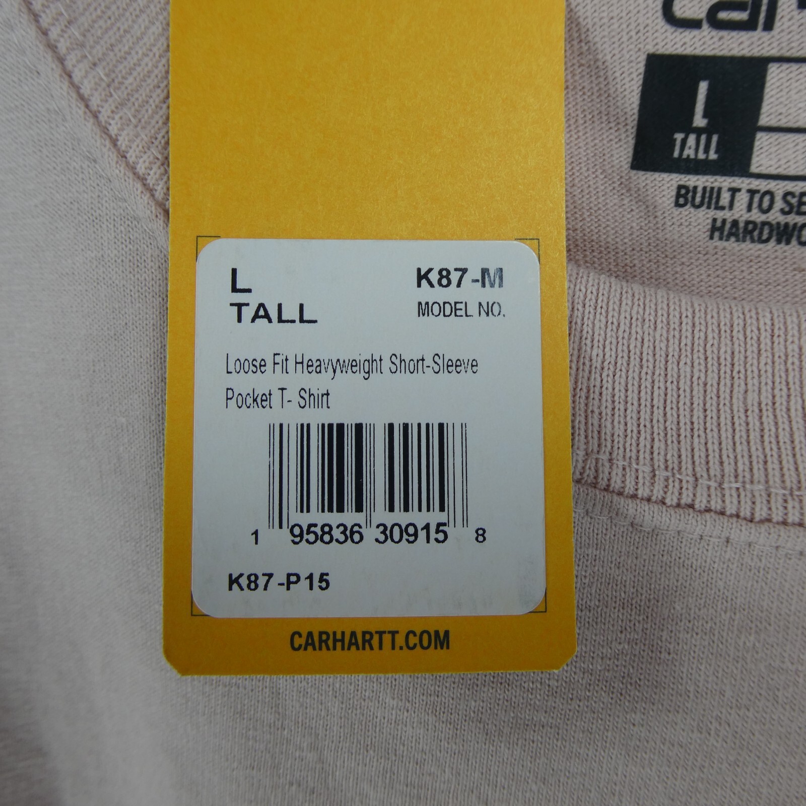 New Carhartt Mens Pink L Tall Loose Fit Heavyweight Single Pocket Cotton T Shirt