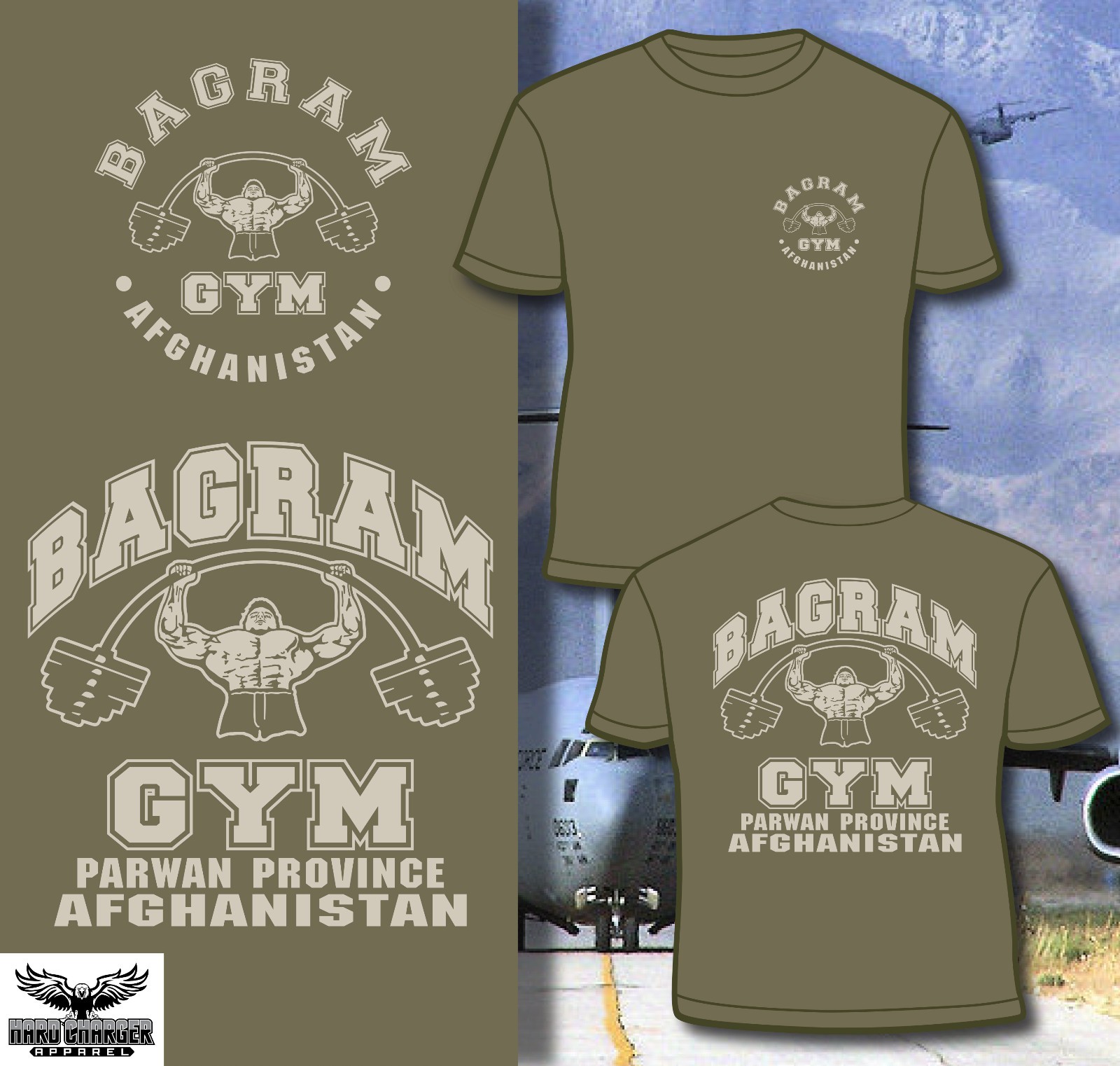 Bagram Gym Parwan Province Army, Navy, MC, Air Force Afghanistan T-shirt