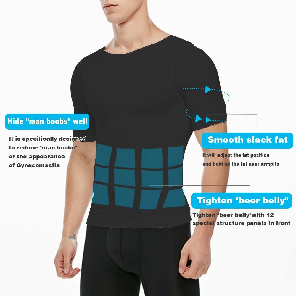 Men Slimming Body Shaper Gynecomastia T-shirt Posture Corrector Vest Compression