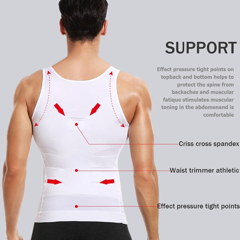 Men 3 Pack Body Shaper Slimming Tummy Vest Compression Shirts Tank Top Shapewear