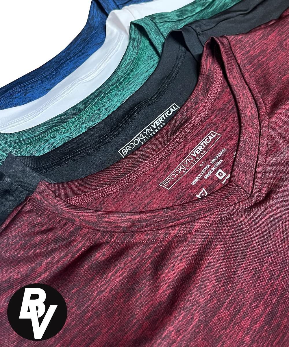 BROOKLYN VERTICAL Men’s 5-Pack V-Neck Quick Dry Moisture Wicking Active…