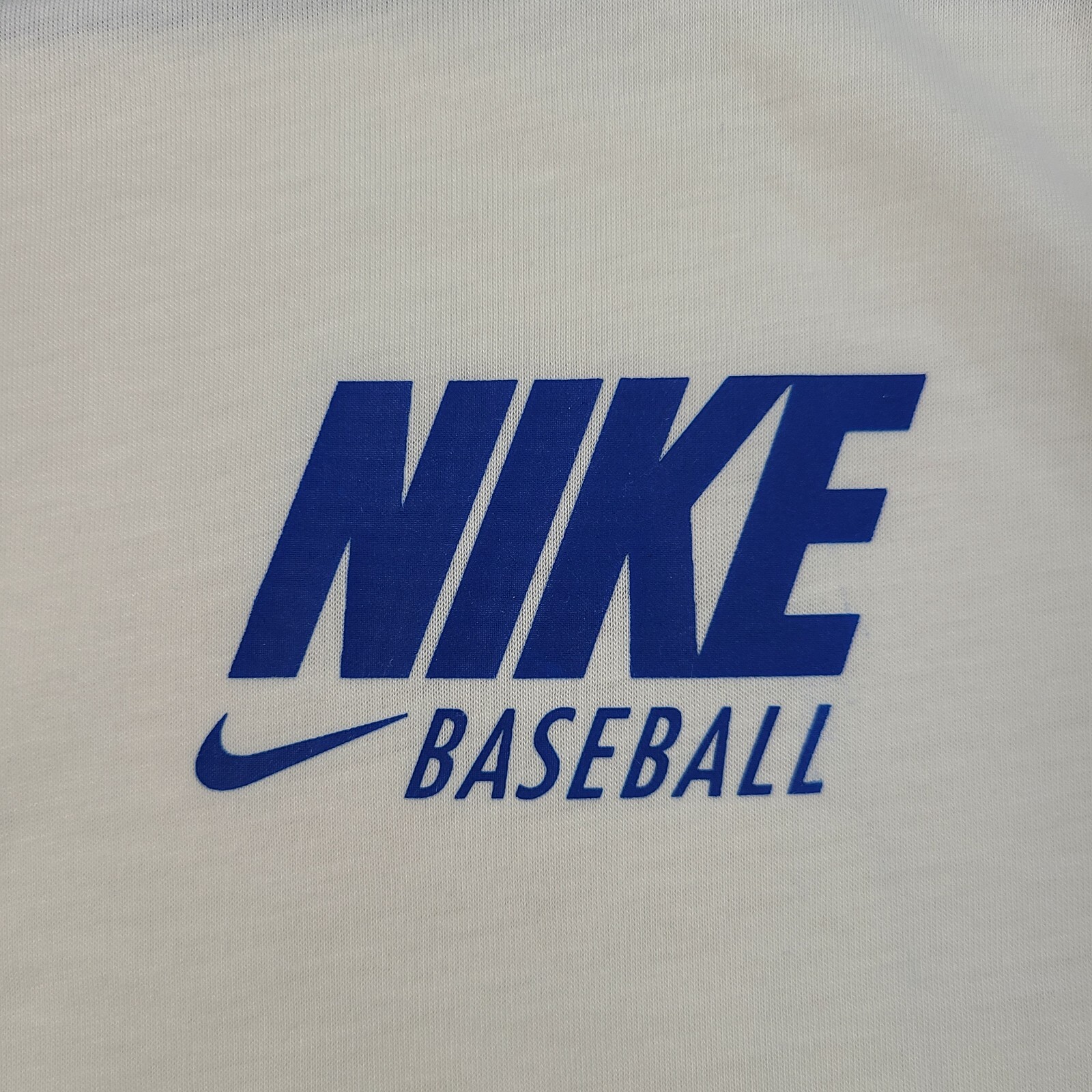 Nike Shirt Mens Medium White Blue Baseball Dri-Fit 3/4 Sleeve Outdoors