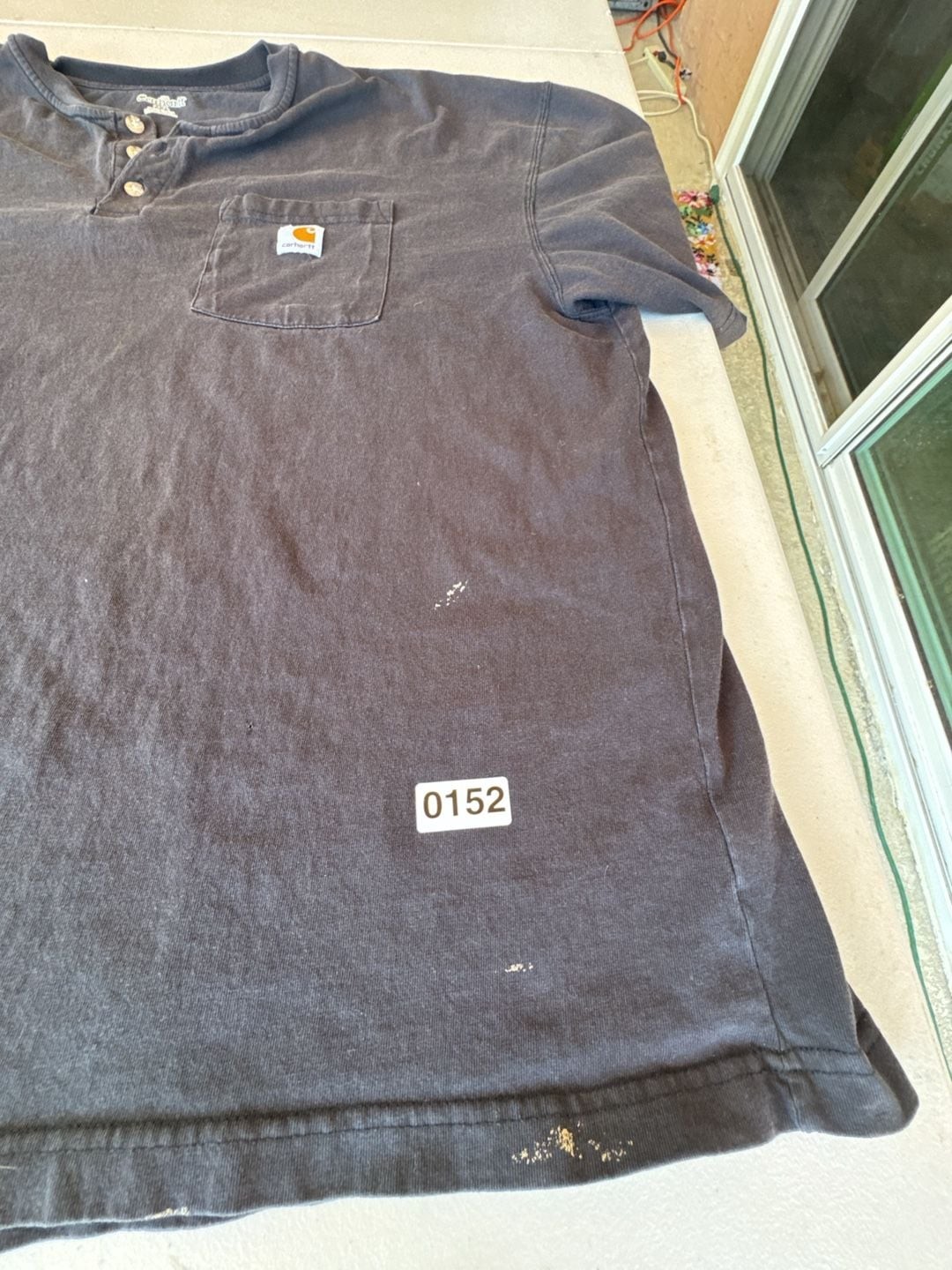 Carhartt K84 Workwear Loose Fit Short-Sleeve Henley T-Shirt with Pocket. Used bu