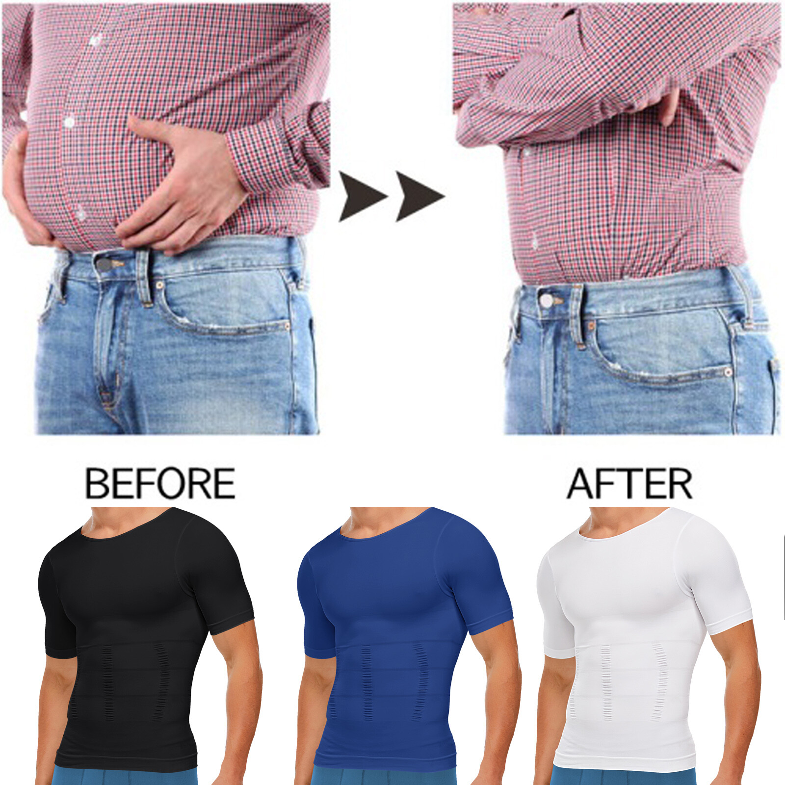 Fajas Para Hombres Faja Reductora De Hombre Men Tee Shaper Tummy Control T shirt