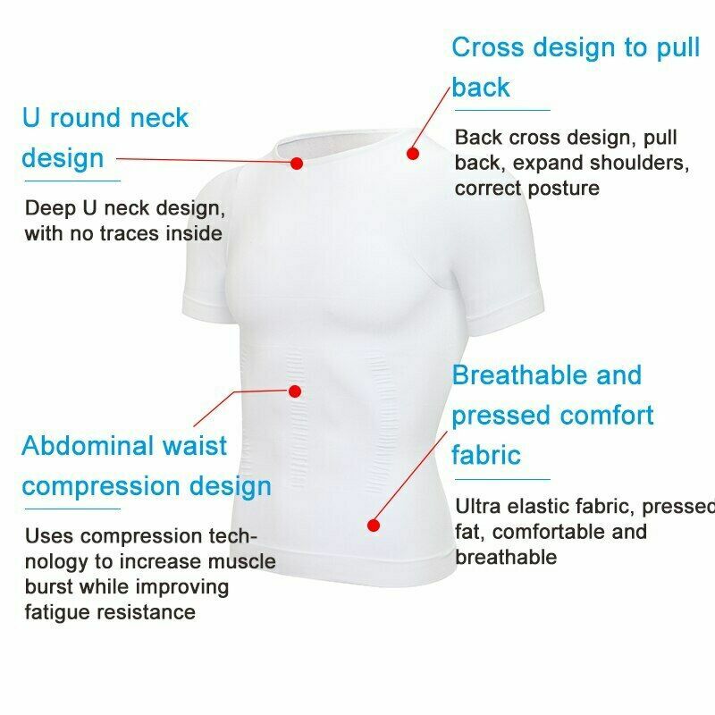Men’s Body Shaper Compression Shirt Short Sleeve Tank Tops Gym Workout Underwear