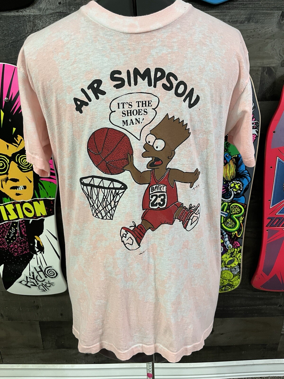 Vintage 90s The Simpsons Bart Jordan Bulls Basketball T-shirt Tie Dye