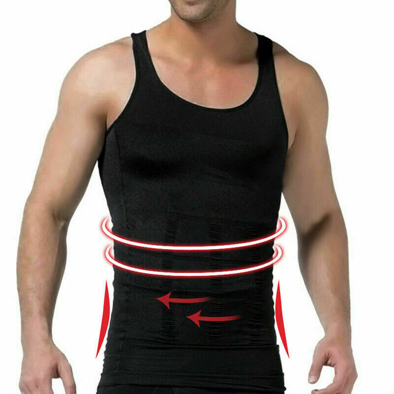 Men Slim Shirt Body Slimming Tummy Shaper Control Belly Underwear Vest Girdle US