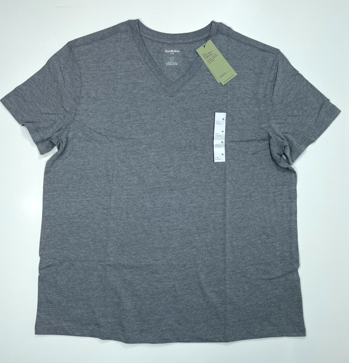 NWT Goodfellow & Co Men’s V-Neck T-shirt Size XL Gray Short Sleeve Standard Fit