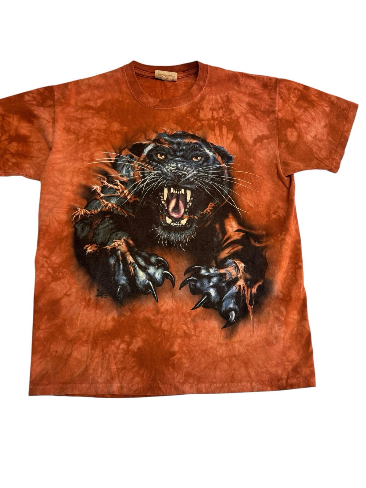 The Mountain Black Panther Burnt Orange Tie Dye T-Shirt Size Large