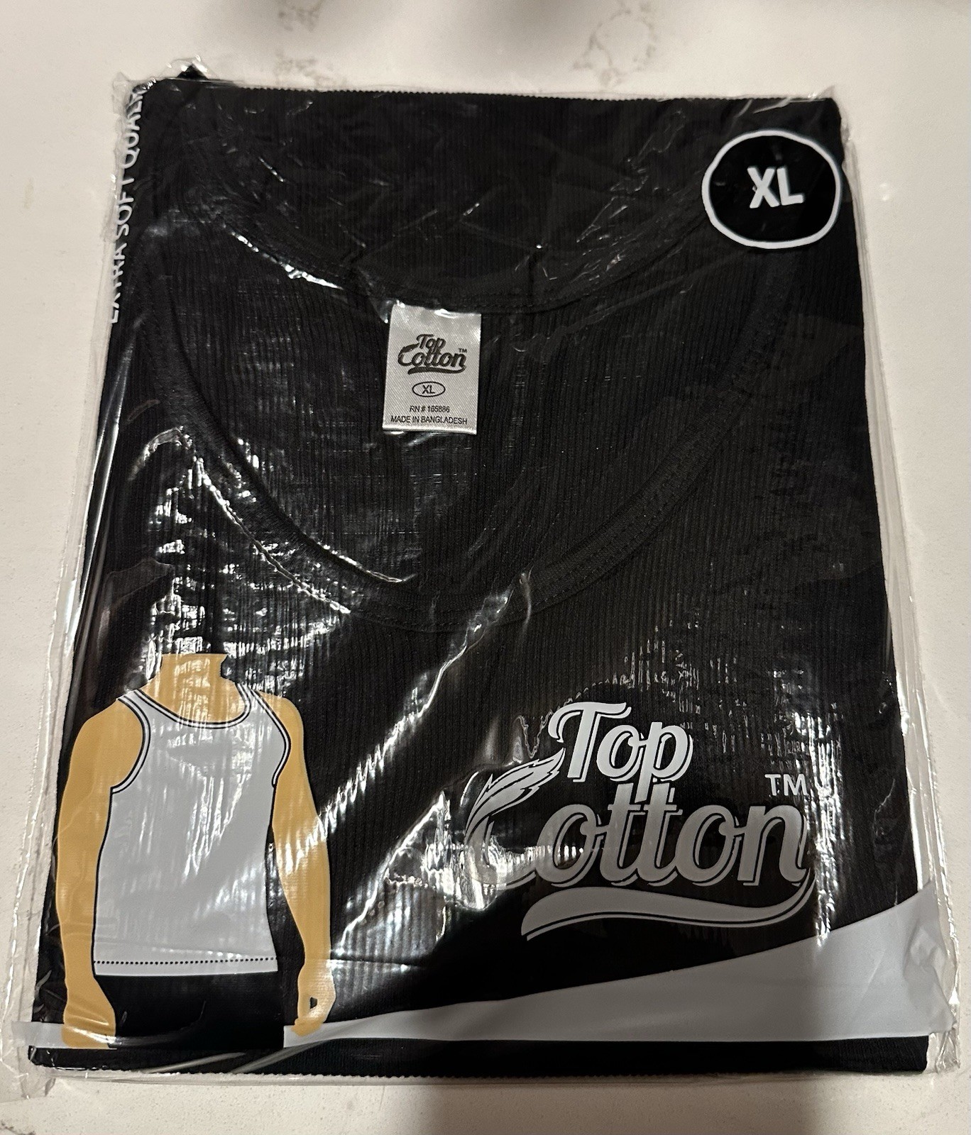 Men 100%Cotton Ribbed Black Tank Top A-Shirt Wife Beater Undershirts Size:S-2XL