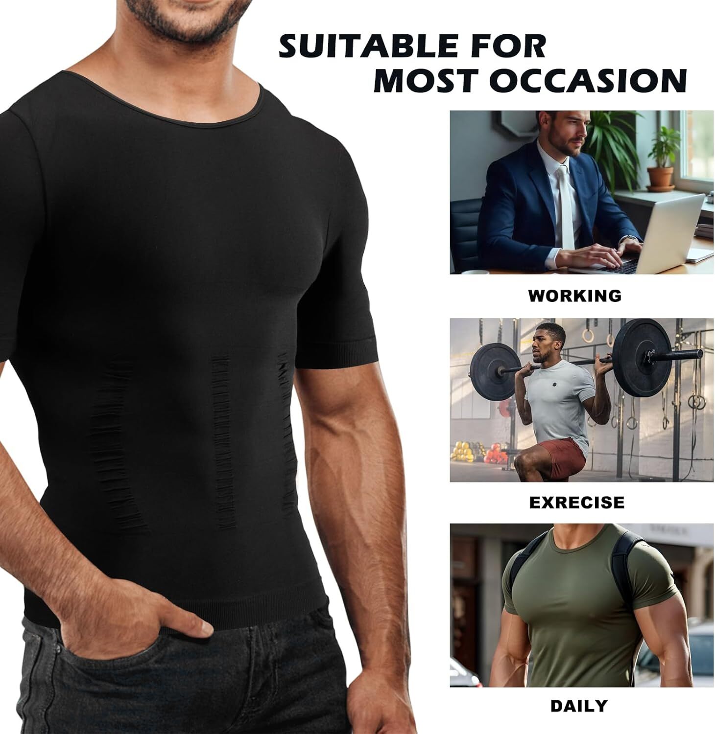 Mens Compression Shirt Slimming Body Shaper Tight Tank Top Breathable Underwear