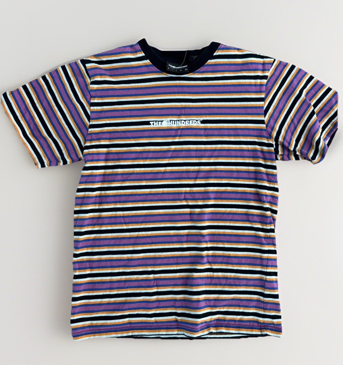 The Hundreds Multi-Color Striped T-Shirt Size Medium Y2K Vintage