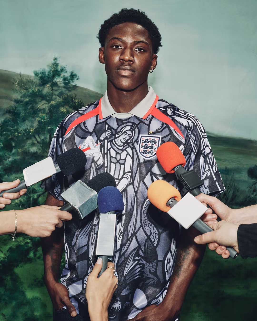 Palace x England Medium Nike Jersey Pewter Grey Black Crismon IN HAND FAST SHIP