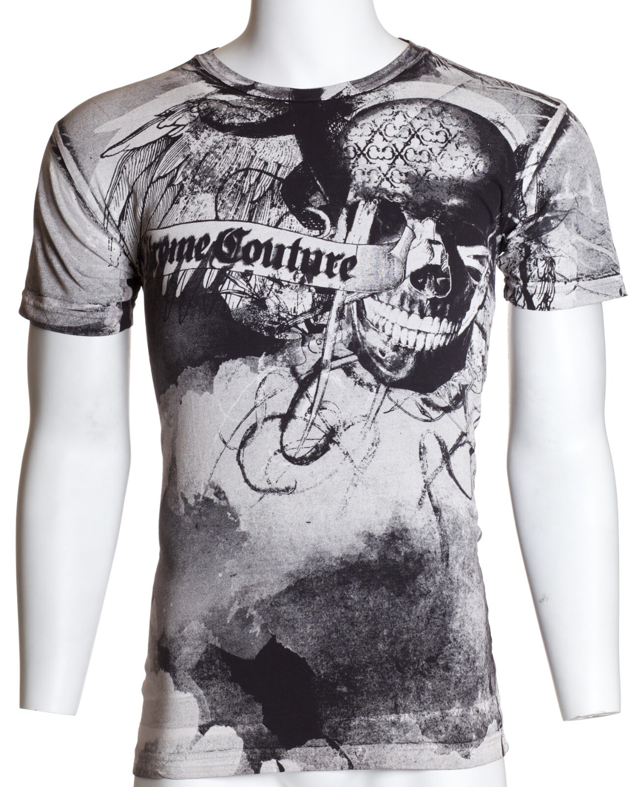 XTREME COUTURE by AFFLICTION Black CROSSED OUT Short Sleeve Slim Fit T-shirt NWT