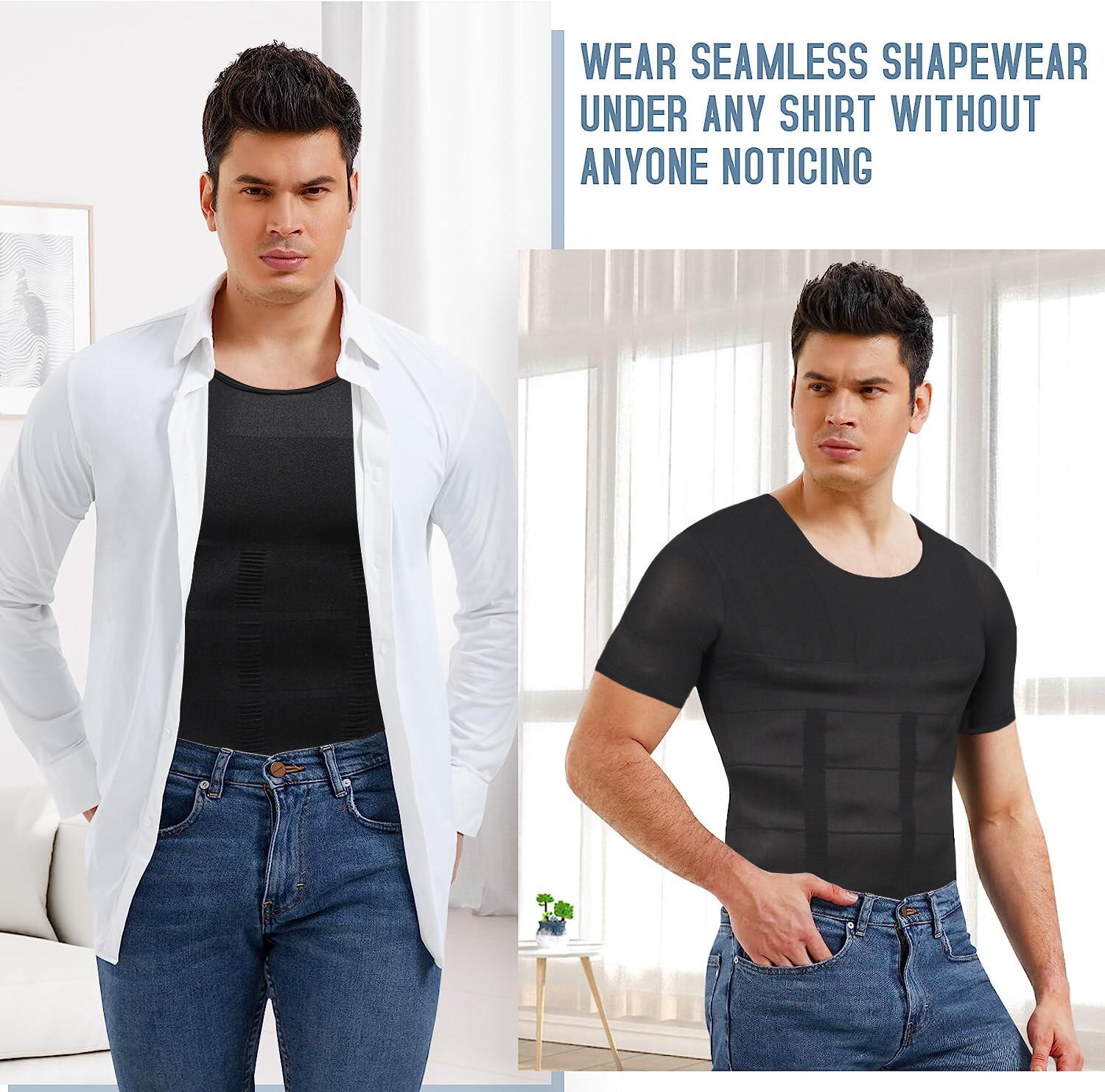 Mens Compression Shirt Slimming Body Shaper Tight Tank Top Breathable Underwear