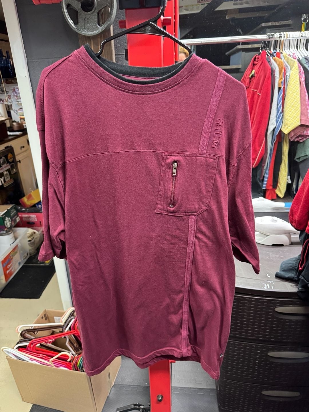 Mecca Under His Wings MSTAR Zip Pocket Burgundy T-Shirt