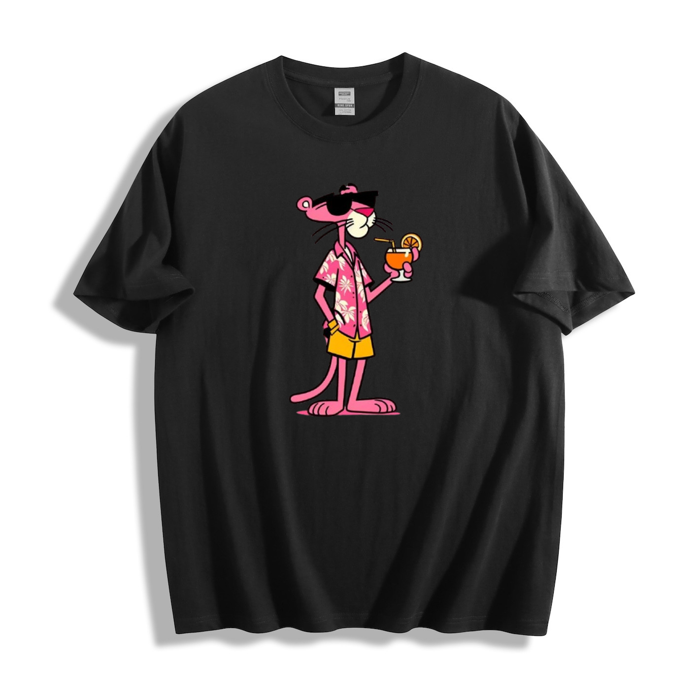 Pink Panther Tropical T-Shirt – Cool Cartoon Character Design Unisex Tee