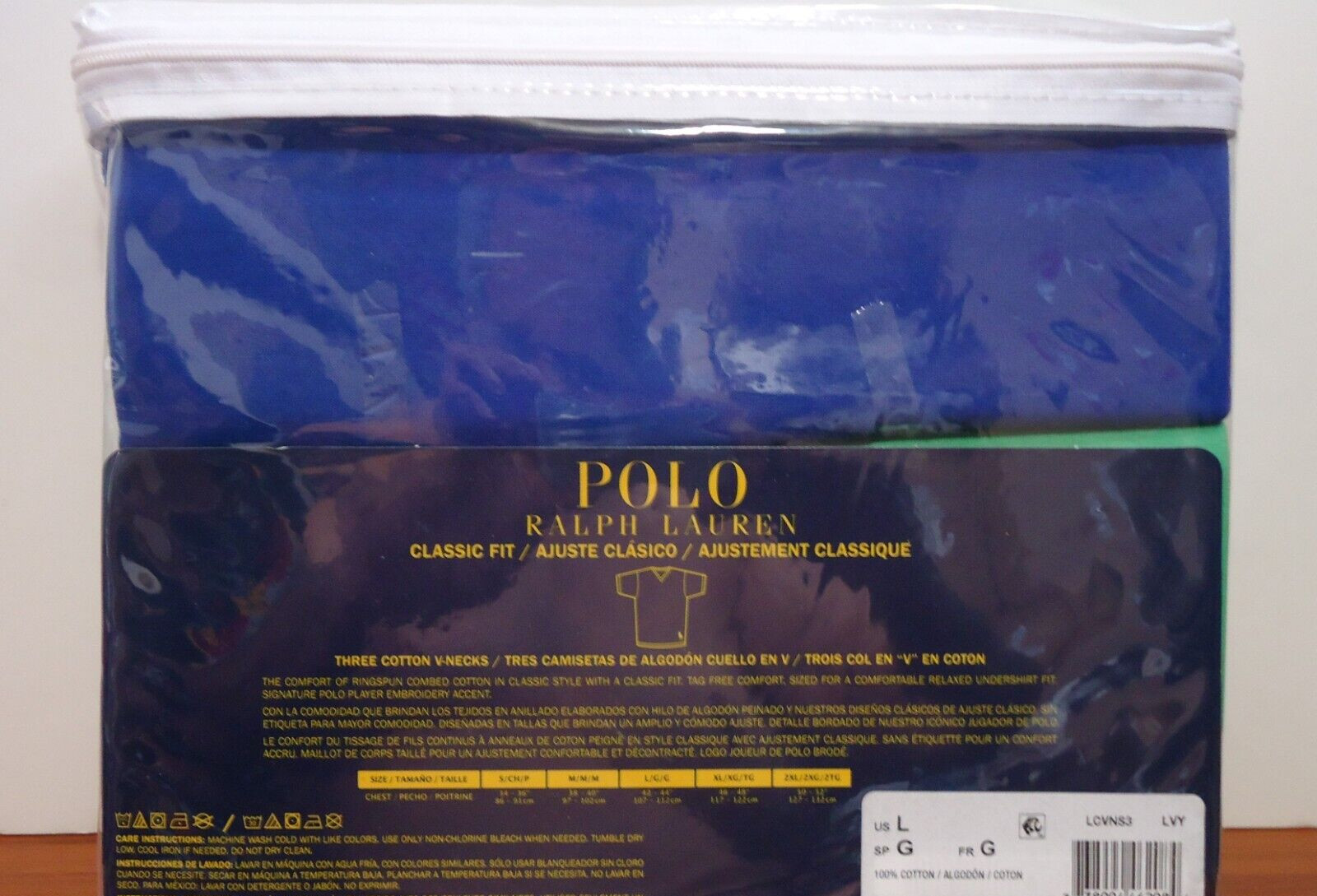 Polo Ralph Lauren 3-Pack Men Cotton Classic V-Neck T-Shirts Multi Size S (34-36)