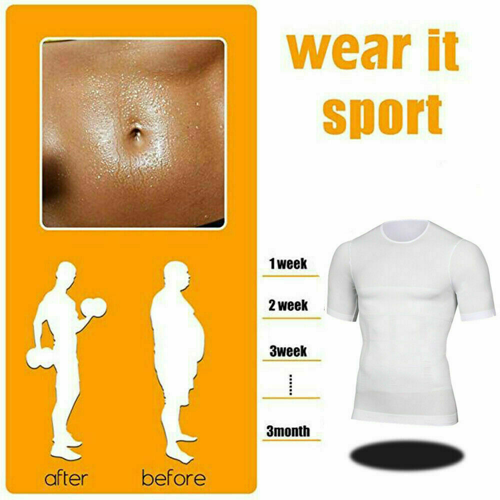 Men’s Fashion Compression T-Shirt Body Shaper Crew Neck Muscle Workout Tank Top
