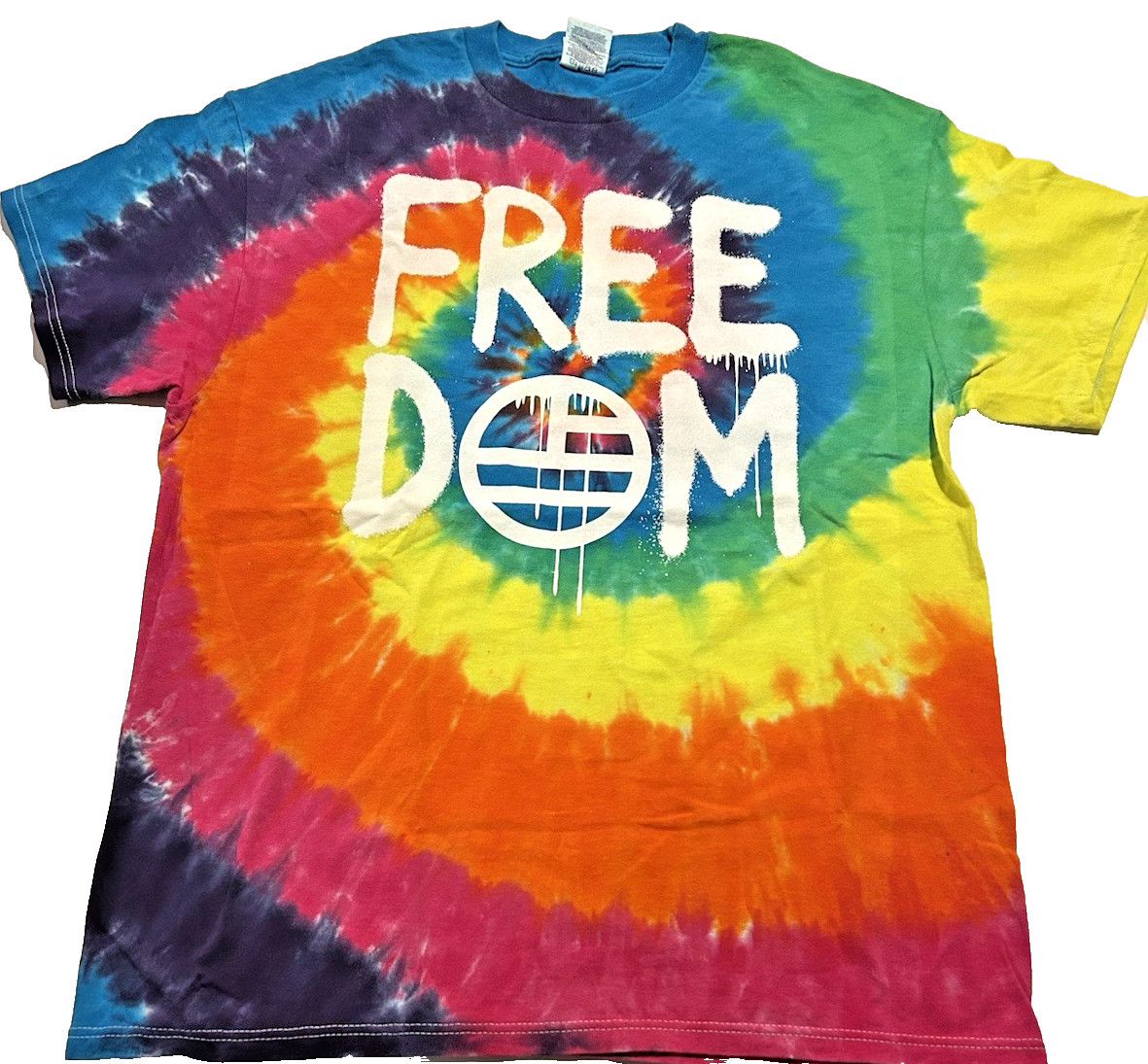 Liquid Blue Freedom Multi color Tie Dye T-Shirt Size Large Made In USA New