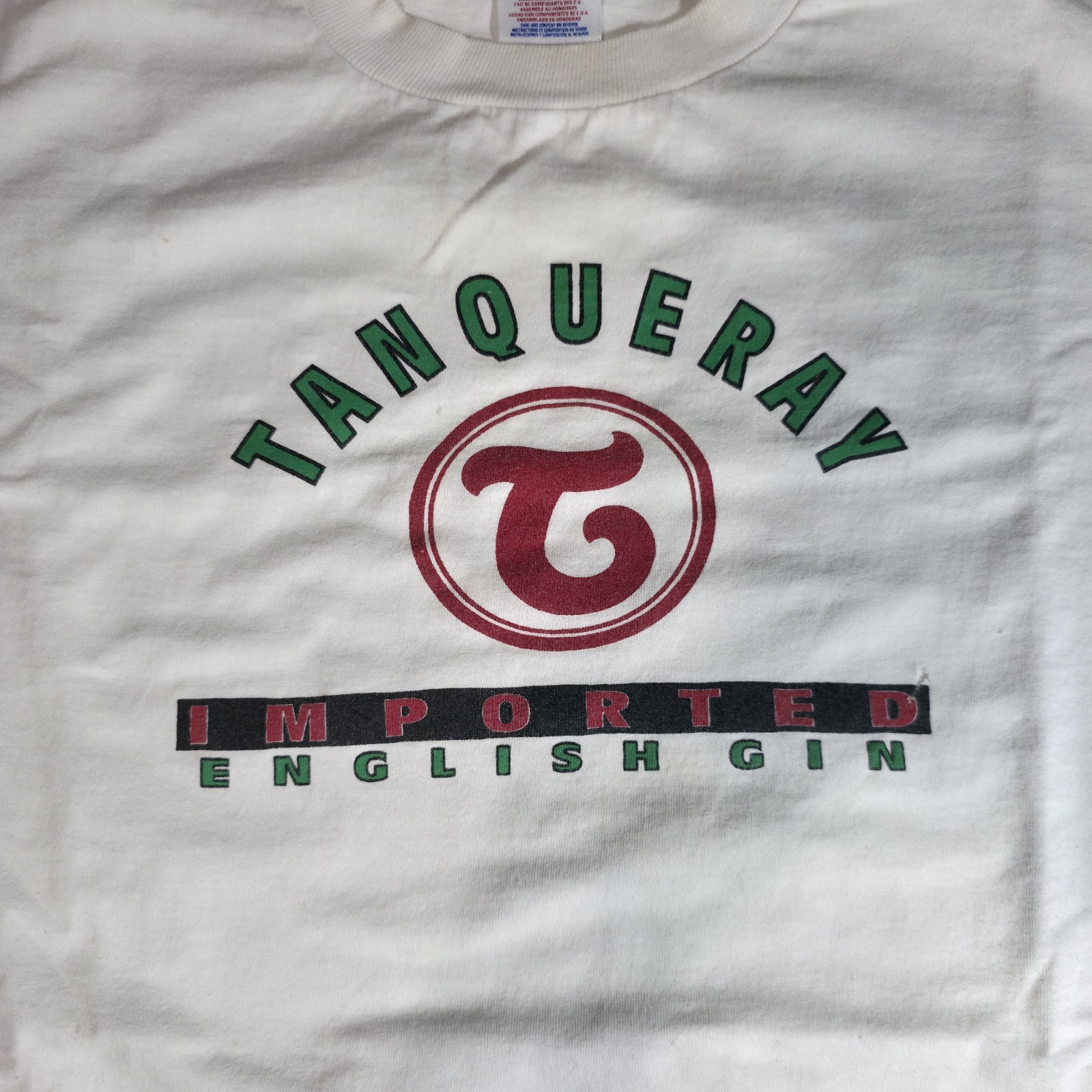 Vintage Tanqueray Imported English Gin T Shirt White XL Jerzees 90s Y2K