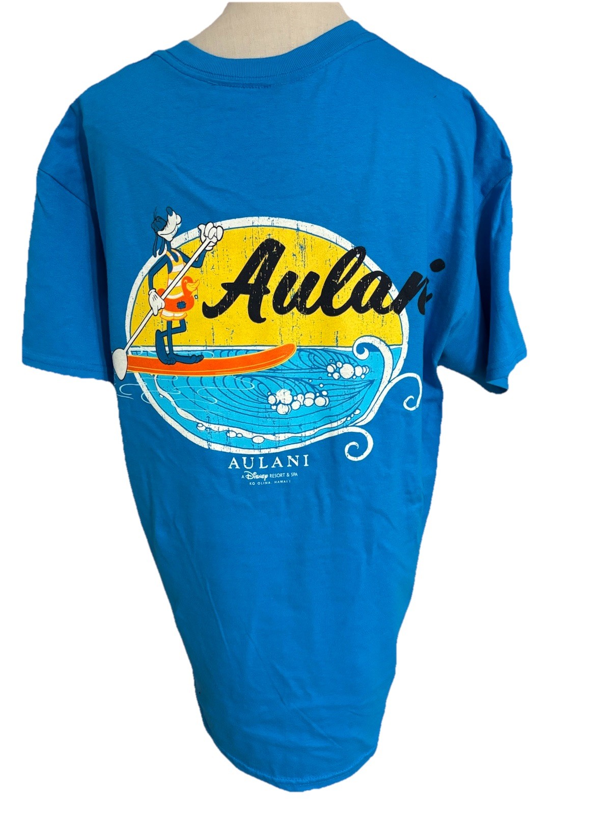 Disney Resort & Spa Ko Olina Aulani Hawaii Large Blue T-shirt Crew Neck Surfing