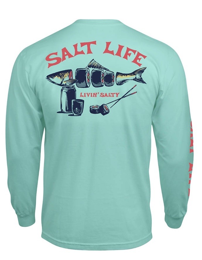 SALT LIFE ARUBL BLUE “SALT AND SUSHI” L/ SLEEVE POCKET T-SHIRT MENS XXXL – 3X