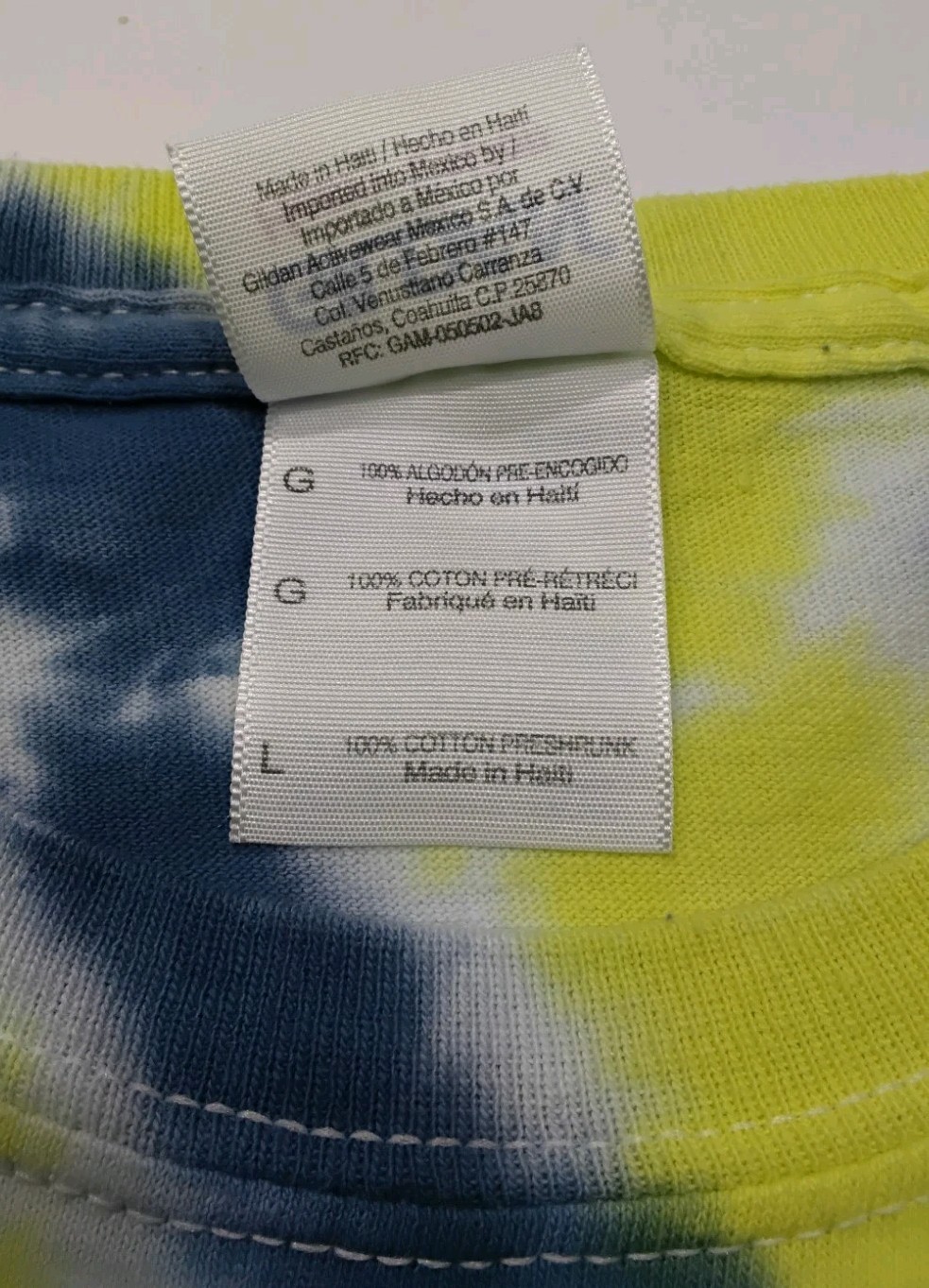 New Tie Dye Men’s T-Shirt Blue Yellow Adult Large Multicolor Summer Spider