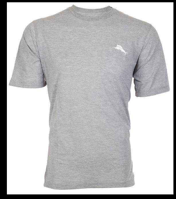 $45 TOMMY BAHAMA Heather Grey ANGLER MANAGEMENT Relaxed Fit Short Sleeve T-shirt