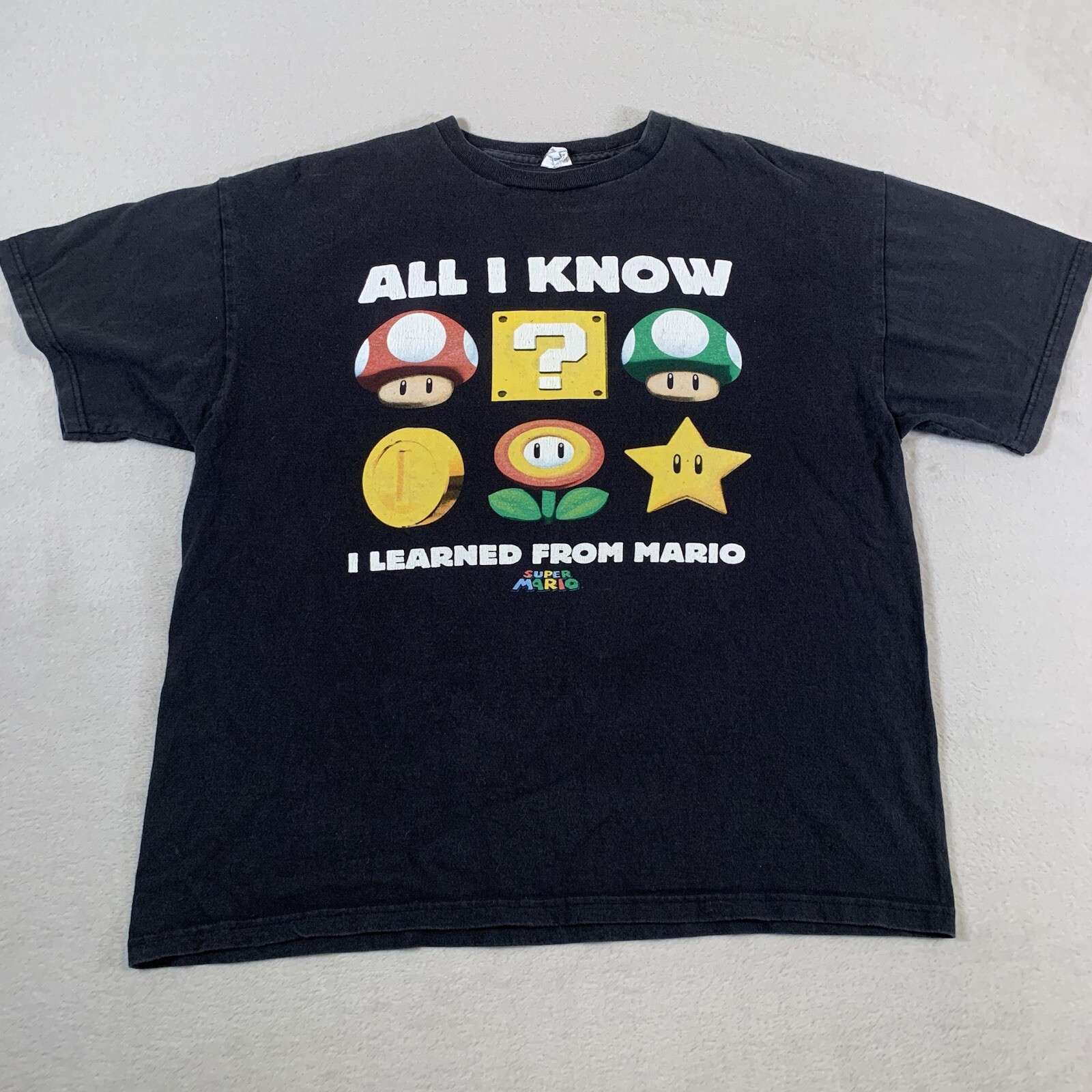 Vintage Super Mario Shirt Mens Large Black Short Sleeve Nintendo 00s Delta Tag