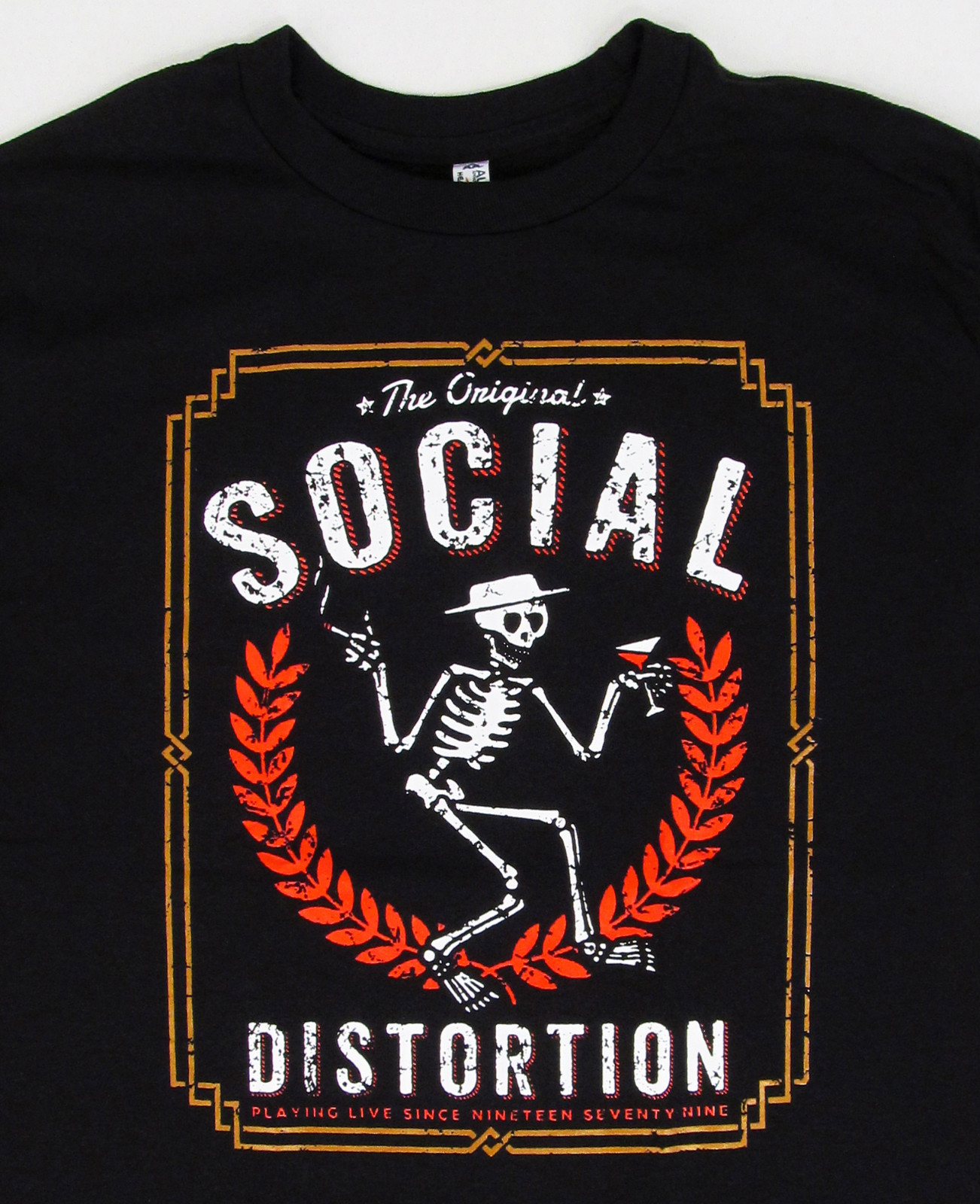 SOCIAL DISTORTION T-shirt Punk Rock Skeleton Logo Adult Mens Black New
